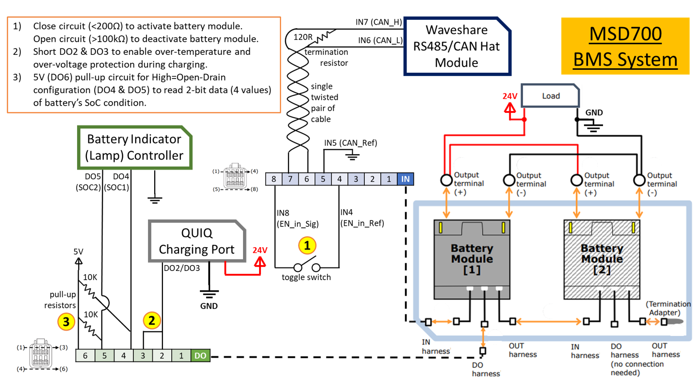 MSD700 Battery Connection Diagram